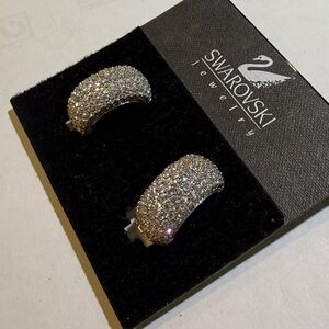 New SWAROVSKI Swan Signed Sparkling Large Clip On Earrings Earrings